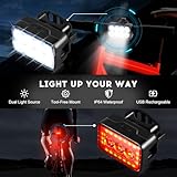 Spolite Bike Head and Tail Light Set, Ultra Bright 8+3 LED Lamp, IP64 Waterproof, 9+12 Modes, Front and Rear Taillight Reflectors for Night Riding/Cycling Safety