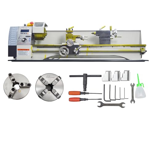 INTSUPERMAI 8"× 24" Mini Metal Lathe Electronic Leadscrew Gearless Precision Benchtop Metal Lathe Hobby DIY Metal Lathe 50-2500rpm Variable Speed with 4 Jaw/3 Jaw Chuck 110V