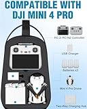 PEKREWS Mini 4 Pro Case, Waterproof Hard Carrying Case, Portable Travel Drone Sling Backpack, Crossbody Bag Compatible with DJI Mini 4 Pro, RC 2/ RC-N2 Controller, Fly More Combo and Accessories