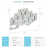 PT2.5-3L Push-in 3-Level Din Rail Terminal Block, 2.5mm² Triple Layer Cable Wire Electrical Connector PT-2.5-3L(Gray,10 Pcs)