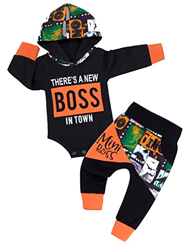 Fommy Newborn Baby Boy Clothes Outfits, Newborn Infant Baby Boy Clothes Hoodie Romper+Color Block Trousers 2pcs Sets Newborn Boy Outfits for Hospital