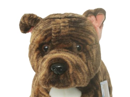 Brindle Staffordshire Bull Terrier Plush Toy Dog Plushie Can Be Personalized & Customized With An Engraved Tag, Collar and Stunning Gift Wrap