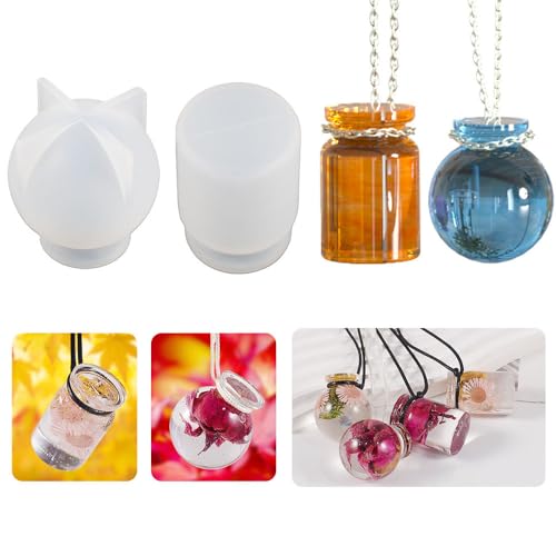 Finyoffiy 2Pcs Drift Bottle Resin Mold Mini Sphere Silicone Molds 3D Bottle Epoxy Casting Mold for Woman Necklace Jewelry Deco (2 Pack)