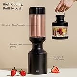 Beast Mega 1200 | Premium Countertop Blender | Smoothies, Shakes, Sauces, Dips, Soups | Blends Ice and Frozen Fruit | XL Vessel | Extra Vessels, Straw System Included | 1200W | (Carbon Black, 120V)