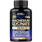 Magnesium Glycinate 500 mg - Chelated Supplement - 98% High Absorption - Support for Sleep, Muscle & Heart Health - Made in USA, Lab Tested & Non-GMO - 120 Capsules