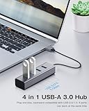 Antool 4-Port USB 3.0 Hub, Aluminum USB Splitter, 2ft Cable, 5 Gbps Data Transfer, USB Extender for Laptop, HDD, Pc, Mac, Mouse, Flash Drive, Keyborad (4-Port)