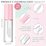 100Pcs 1.2 ml Empty Lip Gloss Tubes with Wand Clear Mini Lip Gloss Tubes Refillable Lip Balm Gloss Containers Lip Gloss Bottles Lipgloss Tubes for DIY Lipstick Samples Lip Balms Lipgloss Making(Pink)