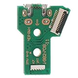 MMOBIEL Charging USB Port Replacement compatible with PlayStation PS4 Controller Dualshock 4 Model: JDS-050 / JDS-055 12 Pin Flex Cable Incl. (+) Screwdriver