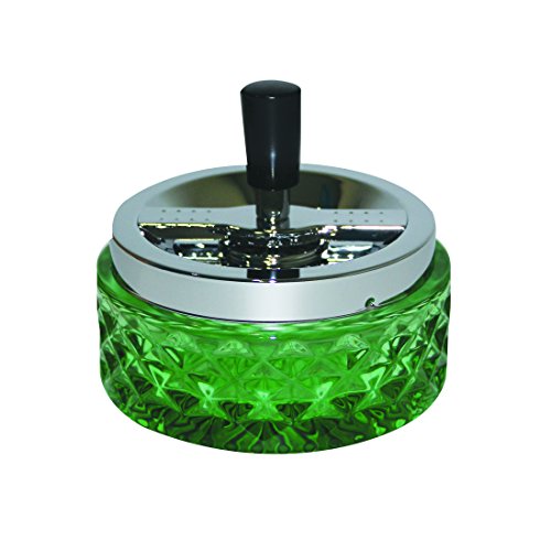 4.75" Vintage Push Down Glass Spinning Ashtray ~ Choose Your Own Color (Green)