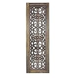 TUP The Urban Port Floral Hand Carved Wooden Wall Panels, Assortment of Two, Rustic Brown