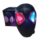 Jefuzh SpiderHero Mask Moving Eyes, 2025 New Spiderman Mile Morales Hero Mask, Remote Control Full Face Adult/Kids Cosplay (BLACK)