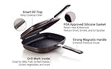 Happycall Titanium Nonstick Double Pan, Omelette Pan, Flip Pan, Square, Dishwasher Safe, PFOA-free, Brown (Jumbo Grill)