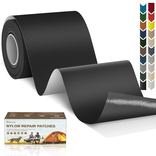 3x79 Inch Nylon Repair Patch Nylon Repair Tape Self Adhesive Fabric Tapes Outdoor Camping Gear Fabric kit for Tent, Umbrella, Down Jackets, Sleeping Bag, Knapsack（Black）