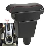 for Renault Logan 2 Armrest for Dacia Logan 2 for Dacia Dokker for Renault Sandero 2 Car Armrest Box Curved Surface Leather Simple Installatio with 3 USB(Black line)