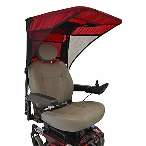 Deluxe Weather Breaker Vented Canopy – Fits Most Mobility Scooters and Power Wheelchairs – Red – Large