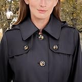 London Fog Women's Single Breasted Long Trench Coat with Epaulettes and Belt, Black, Extra Large