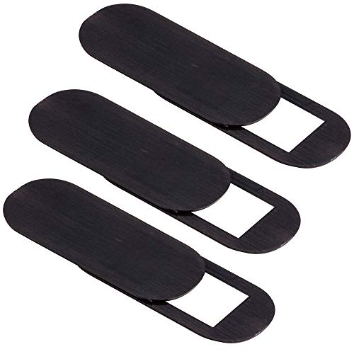 C-SLIDE Razor Webcam Cover 3 Pack | Ultra-Thin Sliding Camera Blocker | 0.95” x 0.4” by 0.8mm Thin | Camera Blocker for Computers, Tablets, Echos, Chromebook & More | Make Security a Priority | Black