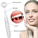 ffresiss Dental Mirror with Light,Teeth Inspection LED Mirror,Anti-Fog Mouth Mirror,Dentist Oral Care Tool