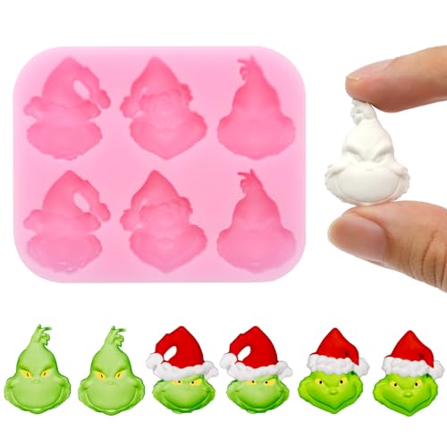 Christmas Chocolate Mold 3D Santa Claus Designs DIY Pink Silicone Baking Molds Xmas Theme Food Grade Chocolate Candy Cake Moulds Homemade Cute Chocolate Mold for Christmas New Year Party