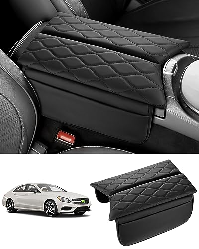 Karltys Center Console Cover for 2017-2023 Mercedes Benz E Class W213 /2019-2023 CLS 450 Accessories, Anti-Scratch Leather Waterproof E Class Armrest Console Cover Protector with Storage Pockets