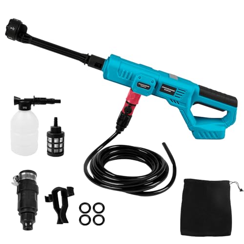 Cordless Pressure Washer Compatible with Makita 18V, 1000 PSI Portable Handheld Power Washer with 6-in-1 Nozzle Foam Cannon for Car Floor Fence Wall Cleaning(No Battery) (Ma-Kita 18V)