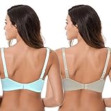 Curve Muse Women's Plus Size Minimizer Wireless Unlined Bra with Embroidery Lace-2Pack-Nude,Blue Light-40C