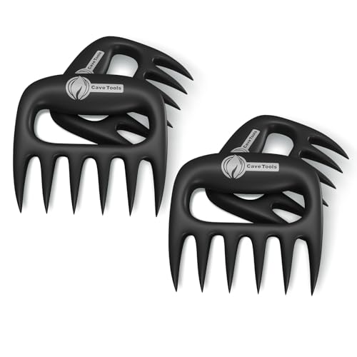 Cave Tools Meat Claws for Shredding Pulled Pork, Chicken, Turkey, and Beef- Handling & Carving Food - Barbecue Grill Accessories for Smoker, or Slow Cooker, Gun Metal, 2 Pack