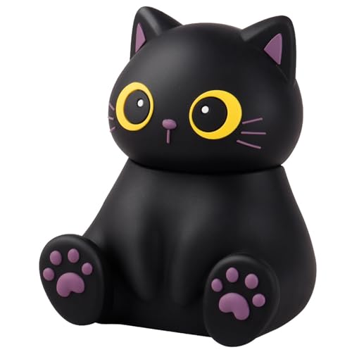 Portable Mini Cartoon Bluetooth Speaker with Phone Holder Mini Animal Cute Kids Wiressless Speaker Built-in Mic, Hands-Free Call for Home Trip Gift (Black-Cat)