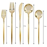 Novelty Modern Flatware, Cutlery,Disposable Plastic Soup Spoons Luxury Gold 64 Count