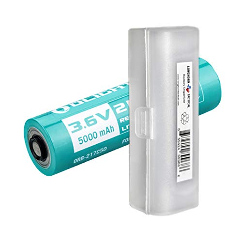 OLIGHT 5000mAH Customized Rechargeable Battery (217C50) Seeker 2/3/4 Pro, Warrior X Pro, Freyr, Prowess, and Odin Flashlights, with Battery Organizer