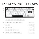 TIMSEKER 127 Keys Keycaps White Theme Minimalist Styles, PBT Keycaps Japanese, Cherry Keycaps Black and White Japanese Keycaps, Dye-Sub Custom Keycaps 60 Percent for Mechanical Keyboard