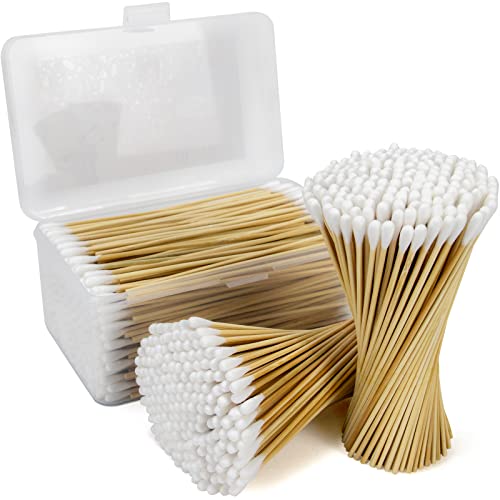500 Count Long Cotton Swabs - 6 Inch Bamboo Cotton Swabs - Biodegradable Tips Applicators for Cleaning, Makeup, Pets Care (In Storage Case)