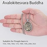 FAZOVIN Guanyin Buddha Necklace for Men Stainless Steel Guanyin Pendant Necklace Bodhisattva Amulet Patron Saint Avalokitesvara Buddha