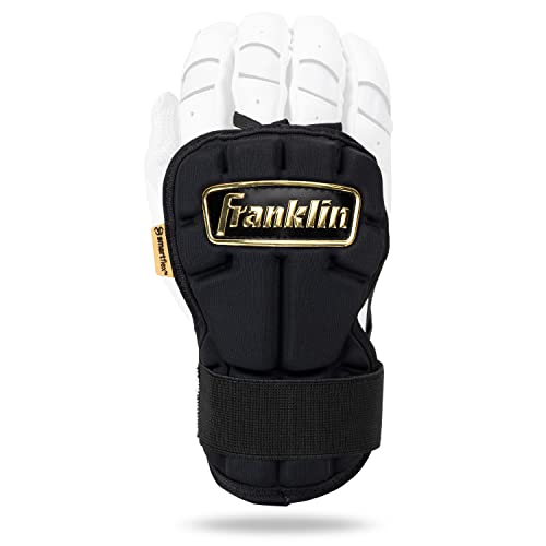 Franklin Sports Baseball Hand + Wrist Guard - PRT LG Series Adult Hand + Wrist Protector for Batting - Protective Hand, Wrist Shield - Right + Left Hand Hitters - Black/Gold - One Size - Adult