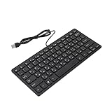 Yosoo Computer Keyboard Mini Thin 78 Keys Keyboard, USB Wired Keyboard with Russian German French English, Portable Personal Wired Keyboard Mute for Desktop Computer Laptop (Russian)