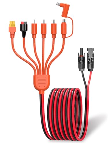 LONNKY Universal 7-in-1 Solar Panel Adapter Kit, 3.6 Feet MC4 & DC 8mm Cable, XT60, Anderson, Multiple DC Adapters for Portable Power Stations, Solar Generators
