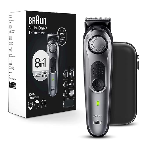 Braun All-in-One Style Kit Series 7 7410, 8-in-1 Trimmer for Men with Beard Trimmer, Body Trimmer for Manscaping, Hair Clippers & More, Sharpest Blade, 40 Length Settings, Waterproof