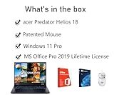 acer Predator Helios 18 Inch 250Hz Gaming Laptop, Intel i9-14900HX, GeForce RTX 4090, 64 GB DDR5, 8 TB SSD, WiFi 7, AI PC, Backlit KB, Win 11 Pro, Office Pro Lifetime License, Patented Mouse