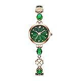 TIME100 Watches for Women Ladies Fashion Dress Quartz Bracelet Wrist Watch Round Dial Brass Strap with Four Leaf Clover Waterproof Women Watch