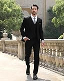 Mens Notch Lapel Modern Fit Suit Blazer Jacket Tux Vest and Trousers Set Three-Piece,Black,Medium