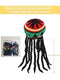 SATINIOR 3 Pcs Rasta Hat with Black Dreadlocks Jamaican Hat Dreadlock Wig for Costume, 17.3 Inch