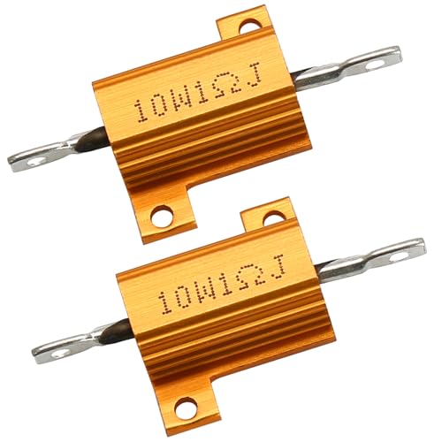 Hordion 2 Pack Aluminum Case Resistor 10W 1 Ohm, Wirewound Resistors Chassis Mounted Screw Tap Power Resistor Adapter for Inverter LED Lights Speakers