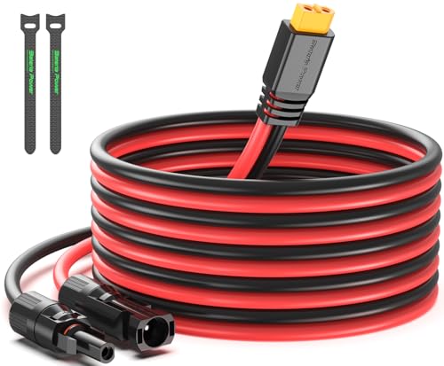 Bateria Power Solar to XT60 Charge Extension Cable 12AWG 10Ft Solar Connector to XT60 Adapter Cable for Solar Panel to LiFePO4 Battery RV Portable Power Station Solar Generator
