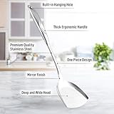 Zulay Kitchen Stainless Steel Metal Wok Spatula - Durable Wok Turner Spatula Shovel - Durable Utensil with Ergonomic, Easy to Use Handle - Easy to Clean, Perfect for at Home Cooks & Chefs - 14.8”