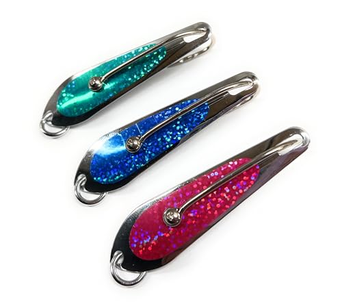 (3 Pack) Saltwater Trolling Spoons 3". Dolphin Mahi Tuna Dorado Spanish and King Mackerel Saltwater Fishing Lures. Nearshore and Offshore Big Game Fishing Spoon Lures.