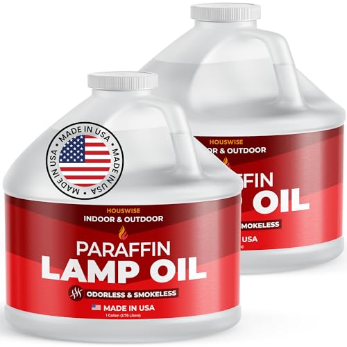 Houswise Premium Liquid Paraffin Lamp Oil for Indoor Use (2 x 1 Gallon) - Indoor Smokeless Odorless Paraffin Oil Fuel for Lamps, Lantern, Candle