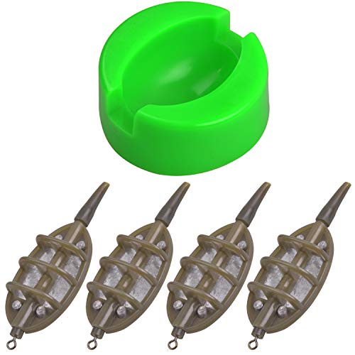 Carp Fishing Method Feeder Set 4 Inline Method Feeders with 1 Quick Release Carp Fishing Equipment Tackle for Baits Holder Tool