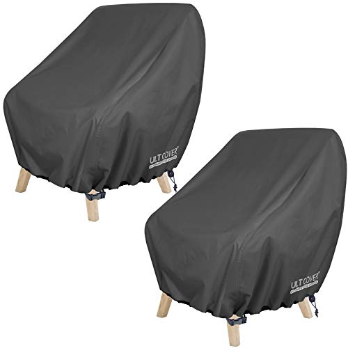 ULTCOVER Waterproof Patio Chair Cover – Outdoor Lounge Deep Seat Single Lawn Chair Cover 2 Pack Fits Up to 28W x 30D x 32H inches, Black