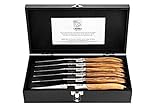 Laguiole Style de Vie Steak Knives, Luxury Line, 6 pieces, Olive Wood, in giftbox