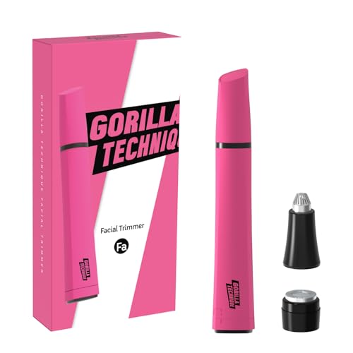 Gorilla Technique Facial Hair Trimmer for Women, Makeup Prep Tool, Electric Peach Fuzz Remover, Precise Razor for Upper Lip Eyebrow Chin Forehead, Travel Friendly, Dermaplaning, 2 Heads, for Women